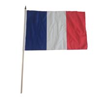 Luxe zwaaivlag Frankrijk - 30 x 45 cm - op stok - landen versiering