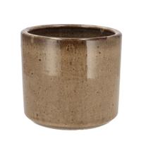 DK Design Bloempot - rond - Brown Glaze - taupe - 14x15 cm - glanzend