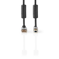 Nedis CCGC61100AT50 USB-kabel 5 m USB 2.0 USB A USB B Antraciet - thumbnail