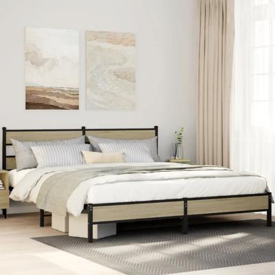 Bedframe zonder matras metaal sonoma eikenkleurig 180x200 cm