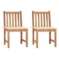 Tuinstoelen 2 st met kussens massief teakhout