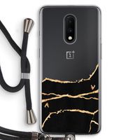 Gouden marmer: OnePlus 7 Transparant Hoesje met koord