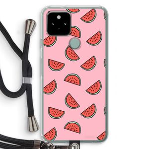 Watermeloen: Pixel 5 Transparant Hoesje met koord