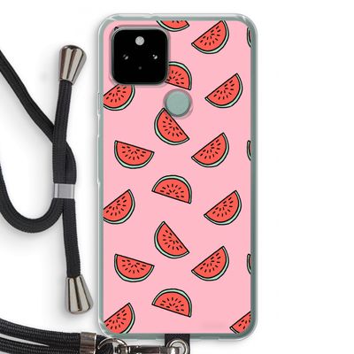 Watermeloen: Pixel 5 Transparant Hoesje met koord