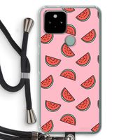Watermeloen: Pixel 5 Transparant Hoesje met koord