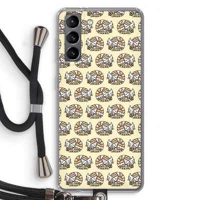 Slapende poes: Samsung Galaxy S21 Transparant Hoesje met koord