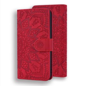 Samsung Galaxy S21 hoesje - Bookcase - Pasjeshouder - Portemonnee - Mandalapatroon - Kunstleer - Rood