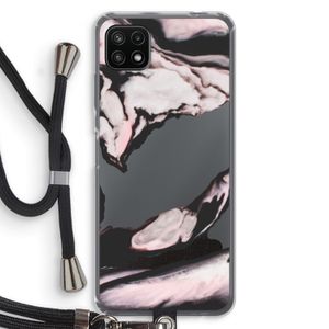 Roze stroom: Samsung Galaxy A22 5G Transparant Hoesje met koord