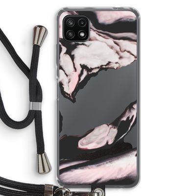 Roze stroom: Samsung Galaxy A22 5G Transparant Hoesje met koord