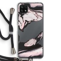 Roze stroom: Samsung Galaxy A22 5G Transparant Hoesje met koord
