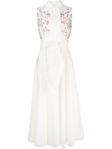 Giambattista Valli robe sans manches Ramage à taille ceinturée - Blanc