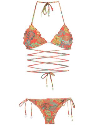 Amir Slama bikini à imprimé végétal - Rouge