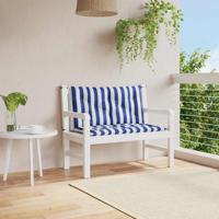 VidaXL Tuinbankkussens 2 st gestreept 100x50x7 cm stof wit en blauw