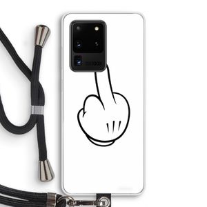 Middle finger white: Samsung Galaxy S20 Ultra Transparant Hoesje met koord