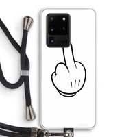 Middle finger white: Samsung Galaxy S20 Ultra Transparant Hoesje met koord
