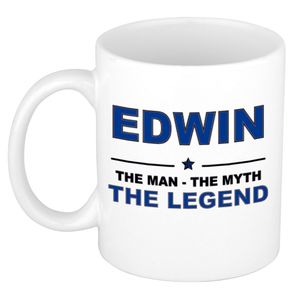Naam cadeau mok/ beker Edwin The man, The myth the legend 300 ml   -