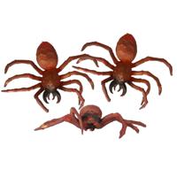 Nep spinnen 15 cm - 3x - oranje/bruin - stretchy tarantula - Horror/griezel thema decoratie