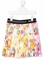 MSGM Kids jupe plissée à fleurs - Rose