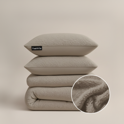 Dekbedovertrek Teddy - Taupe Grijs - Lits-Jumeaux (240x220 Cm) - Grijs & Antraciet & Roze & Groen & Crème & Meerkleurig & Off-white Microvezel Teddy - - Dekbed-Discounter.nl