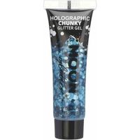 Moon Creations Chunky Glittergel voor lichaam en gezicht - blauw - 12 ml