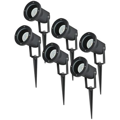 Set van 6 LED prikspots - Dimbaar - Kantelbaar - 4000K neutraal wit - 5 Watt 400 lumen - IP65 - Waterdicht - Zwart - Tuinspot - tuinverlichting - padverlichting