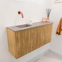 Toiletmeubel Mondiaz Joya Dlux | 91.6 cm | Meubelkleur Oak | Faye wastafel Saba Wasbak Links | Zonder kraangat(en)