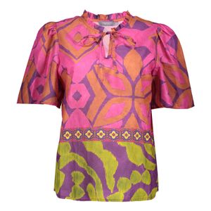 Geisha - Fuchsia Top met print - Maat 3XL