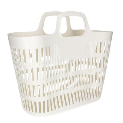 Flexibele wasmand/tas - creme wit - 25 liter - kunststof - 47 x 18 x 41 cm - opbergen