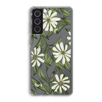 Wit bloemenpatroon: Samsung Galaxy S21 FE Transparant Hoesje