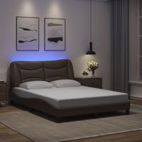 Bedframe met LED-verlichting kunstleer bruin 140x190 cm