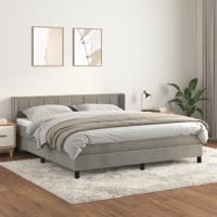 Boxspring met matras fluweel lichtgrijs 180x200 cm