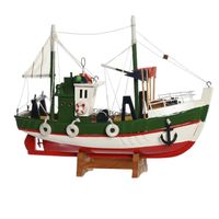 Items Vissersboot schaalmodel - Hout - 23 x 7 x 18 cm - Maritieme boten decoraties voor binnen - Beeldjes - thumbnail