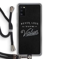 Never lose your value: Samsung Galaxy A41 Transparant Hoesje met koord