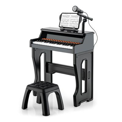 37-Toetsen Kinder Keyboard Elektronisch Kinderpiano met Kruk Microfoon & Bladmuziekstandaard voor Kinderen vanaf 3 Jaar Zwart