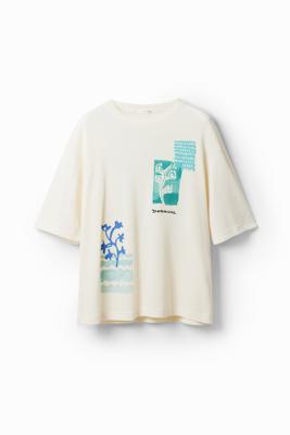 T-shirt met korte mouwen in aquarelstijl. - WHITE - L