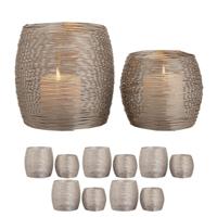 Julia - theelichthouder - goud of zilver - aluminium - ø 15/13 x H 18/15 cm