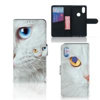 Xiaomi Mi Mix 2s | Telefoonhoesje | Met pasjeshouder | Witte Kat Xiaomi Mi Mix 2s | Telefoonhoesje | Met pasjeshouder | Witte Kat