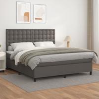 Boxspring met matras kunstleer grijs 160x200 cm
