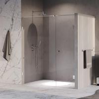 Brauer Void - Carving Nisdeur - 2-Delig - Helder Glas - 180 x 200 cm - Omkeerbaar - met Draaideur 70 cm - Aan Muur - incl. Glascoating - Chroom