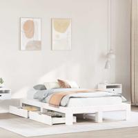 Bedframe zonder matras massief grenenhout wit 120x200 cm