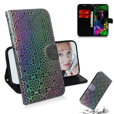 Voor LG G8 ThinQ effen kleur kleurrijke magnetische Buckle horizontale Flip PU lederen draagtas met houder & kaartsleuven & portemonnee & Lanyard (zil