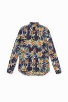 Shirt met tropische bloemenprint - BLUE - S
