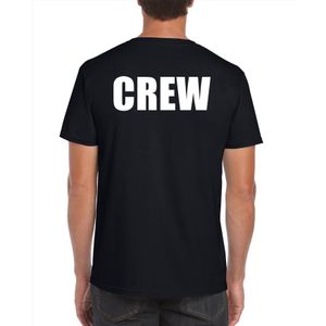 Crew tekst grote maten t-shirt zwart heren