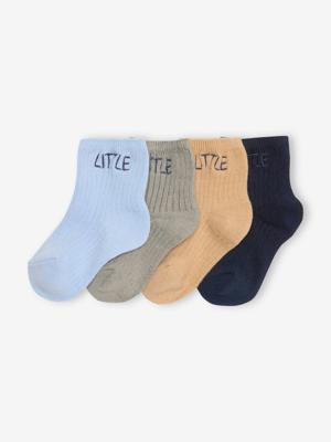Set van 4 paar babysokjes "little" marineblauw