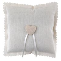 Santex Bruiloft/huwelijk trouwringen kussentje/ringkussen - creme wit - 15 x 15 cm - Feestdecoratievoorwerp - thumbnail