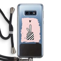 Zwart-wit cactus: Samsung Galaxy S10e Transparant Hoesje met koord