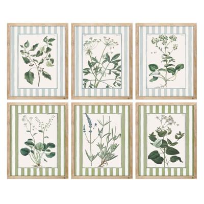 Schilderij Home ESPRIT Wit Groen Shabby Chic Botanische planten 30 x 2,5 x 40 cm (6 Stuks)