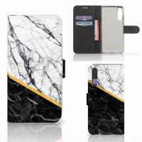 Huawei P20 Pro | Bookcase | Marmer Wit Zwart - Origineel Cadeau Man | Portemonnee hoesje