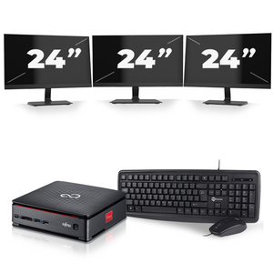 Fujitsu Esprimo Q520 USFF - Intel Core i5-4e Generatie - 8GB RAM - 256GB SSD - Windows 10 + 3x 24 inch Monitor