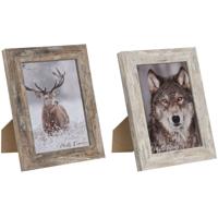Fotolijsten Home ESPRIT Wit Natuurlijk Aluminium Kristal polyestyreen Scandi 16 x 2 x 22 cm (2 Stuks)